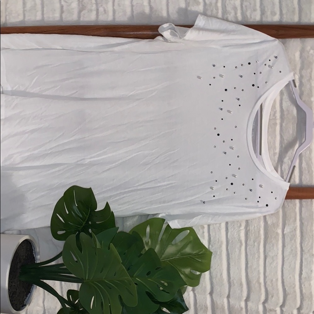 Ava & Viv white tee with pearls & sequins